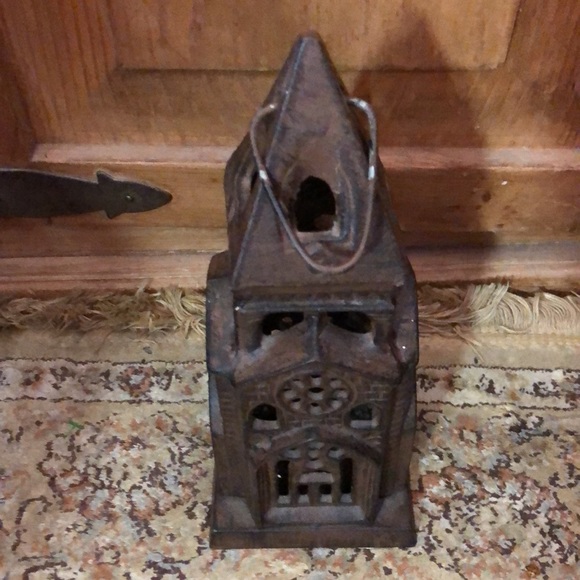 Vintage Candle TwinkleLight Cast Iron Church Steeple Hanging Decoration OldWorld - Picture 13 of 16